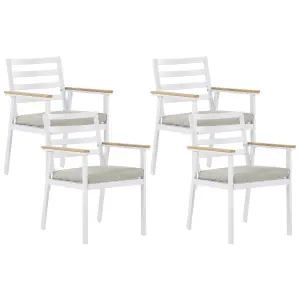 Set of 4 Garden Chairs with Cushions CAVOLI Metal Beige