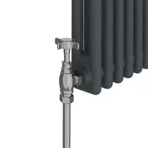 Rinse Bathrooms Traditional Radiator Anthracite Horizontal Double Column Cast Iron Grey Radiators 300x425mm