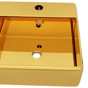 Berkfield Wash Basin with Overflow 41x41x15 cm Ceramic Gold