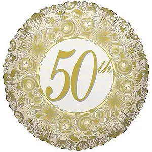 Spot on Gifts 50th Anniversary Foil Balloon Gold/White (One Size)