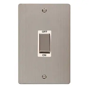 Flat Plate Stainless Steel 2 Gang Ingot Size 45A Switch - White Trim - SE Home