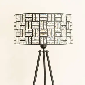 ValueLights Elise Acrylic Jewel Shade Black Tripod Floor Lamp with LED Bulb