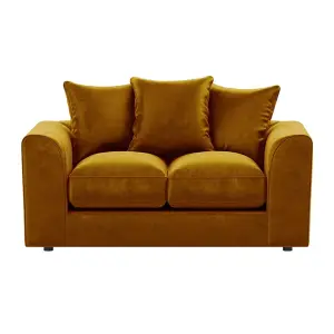 Brooklyn Plush Velvet Fibre Fabric Sofa Set 3 and 2 Seater sofa Gold