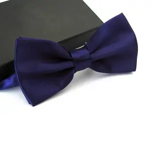 Dark Purple Satin Polyester Bow Tie for Casual & Formal Wear, Wedding Party Accessory