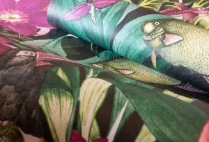 Galerie Tropical Collection Berry Palau Floral Fish And Bird Inspired Wallpaper Roll