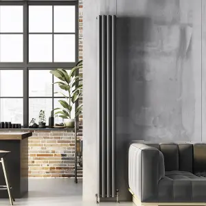 Kensington Grey Double Vertical Radiator - 1800x235mm