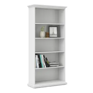 Paris 4 Shelves Tall Bookcase  in White