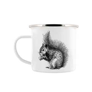 Grindstore Sciurus Graphic Enamelled Mug White/Black (One Size)