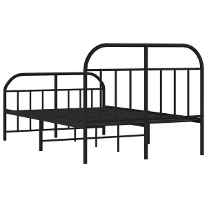 Berkfield Metal Bed Frame with Headboard and Footboard Black 120x190 cm