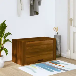 Berkfield Wall-mounted Shoe Cabinet Brown Oak 70x35x38 cm Solid Wood Pine