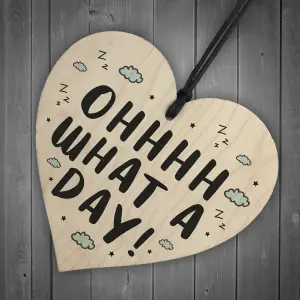 Red Ocean Oh What A Day Wooden Heart Funny Home Decor Sign Friendship Birthday Gifts Office Signs