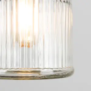 ValueLights Retro Style Clear Glass Ribbed Design Jar Ceiling Pendant Light Shade