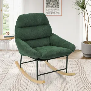 Rocking Chair Nursery,Chenille Fabric Removable Glider Rocker, Green