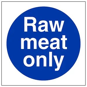 Raw Meat Only Mandatory Catering Sign - Rigid Plastic - 100x100mm (x3)