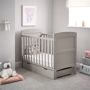 Grace Mini Cot Bed & Underdrawer Warm Grey