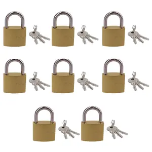 Heavy Duty 38mm Iron Brass Coated Padlock Security Lock Secure 3 Keys 8pk