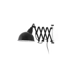 Luminosa Ras 1 Light Indoor Extendable Wall Light Black, E27