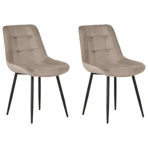 Set of 2 Dining Chairs MELROSE Velvet Taupe