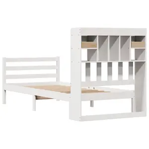 Berkfield Bookcase Bed without Mattress White 90x200 cm Solid Wood Pine