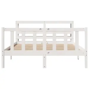 Berkfield Bed Frame without Mattress White 150x200 cm King Size Solid Wood Pine