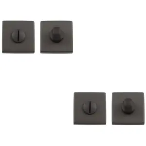 2 PACK - Square Rose Thumbturn & Release Lock - Anthracite Grey - Bathroom Door WC