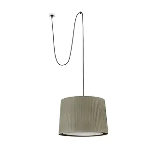 Luminosa Samba Black, Green Cylindrical Pendant Lamp With Plug