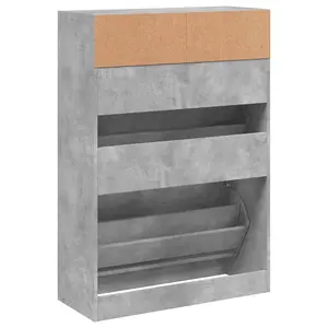 Berkfield Shoe Cabinet with 2 Flip-Drawers Concrete Grey 80x34x116 cm