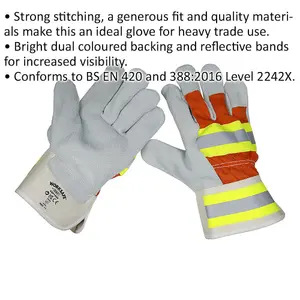 PAIR Reflective Riggers Gauntlets - Dual Coloured Backing - Reflective Bands