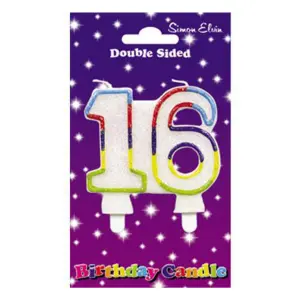 Simon Elvin Double Sided 16th Birthday Candle (Pack Of 6) Multicoloured (One Size)