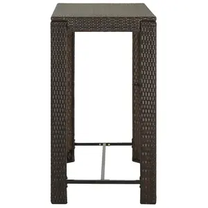 Berkfield Garden Bar Table Brown 100x60.5x110.5 cm Poly Rattan