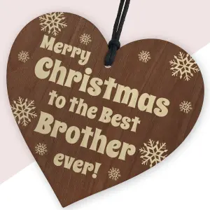 Red Ocean Brother Christmas Wooden Heart Gift From Sister, Hanging Tree Decoration Gift For Brother, Big Brother Gifts,