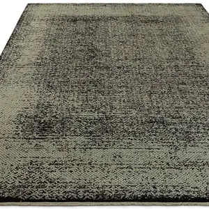 Black Abstract Modern Bordered Rug for Living Room and Bedroom-160cm X 230cm