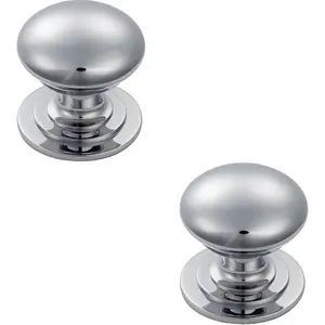 2x Victorian Round Cupboard Door Knob 42mm Dia Polished Chrome Cabinet Handle