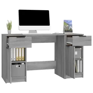 Berkfield Desk with Side Cabinet Grey Sonoma Engineered Wood