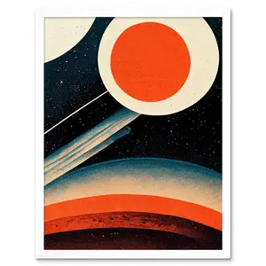 Retro Boho Space Starscape Abstract - Print White Framed Paper / 25.9cm H x 20.6cm W x 1.5cm D