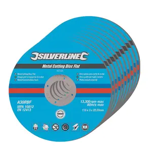 10PC SILVERLINE 115M 4.5" FLAT METAL ANGLE GRINDER CUTTING DISCS 447131