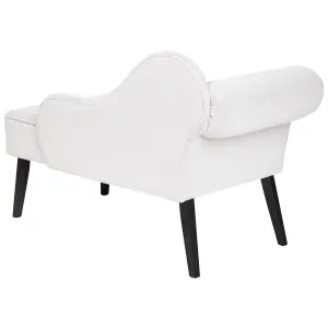 Left Hand Fabric Chaise Lounge White BIARRITZ