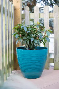 Large Windermere Plant Pot - Plastic - L38 x W38 x H33 cm - Teal