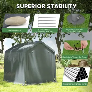 COSTWAY Garden Storage Shelter 240 x 195 cm Outdoor Motorcycle Bike Shed Garage Storage