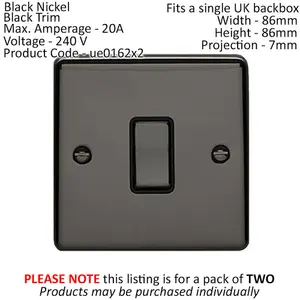 2 PACK 1 Gang 20A DP Single Switch BLACK NICKEL & Black Trim Appliance / Boiler