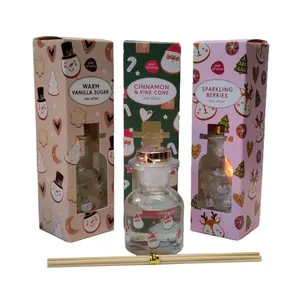 3 Christmas Character Reed Diffusers Scented Oils Cinnamon Vanilla Berries 50ml