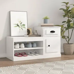 Berkfield Shoe Cabinet High Gloss White 100x42x60 cm Engineered Wood