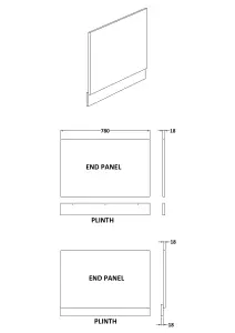 800mm Edge/Power Straight End Bath Panel & Plinth - Textured Woodgrain Graphite Grey