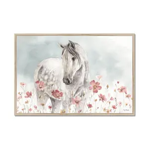 Wild Horses I by Lisa Audit - Painting Natural Wood Framed Paper Print / 65cm H x 95cm W x 2.3cm D