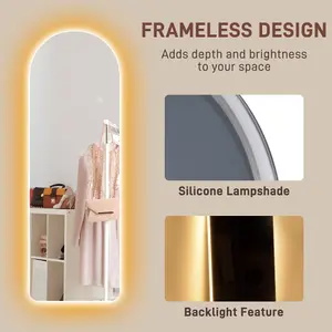 HOMCOM Full Length Wall Mirror with Lights Dimming and 3 Colour Adjustable