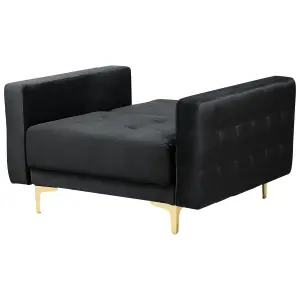 Modular Velvet Living Room Set Black ABERDEEN