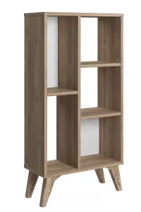 Frame Bookcase Free Standing Storage Shelf, 55 x 25 x 106 cm 5 Display Shelves, Bookshelf, Open Cabinet, Oak