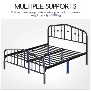 Yaheetech Black 5ft King Metal Bed Frame with Arched Headboard and Footboard