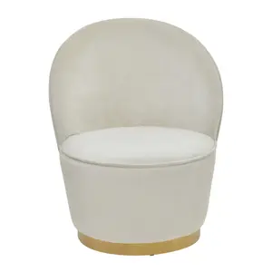 Interiors by Premier Stylish Cream Velvet Base Chair, Elegant Accent Chair, Velvet Upholstered Armless Chair, Mid-century Chair