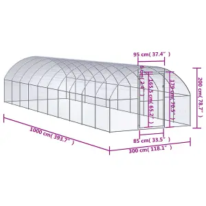 Outdoor Chicken Coop 3x10x2 m Galvanised Steel